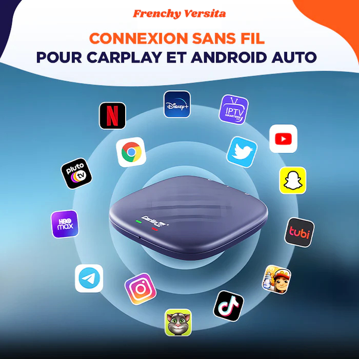 CarLink | SmartBox Android 13 pour CarPlay sans fil et accès PlayStore, 8 Go Ram + 128 Go de stockage